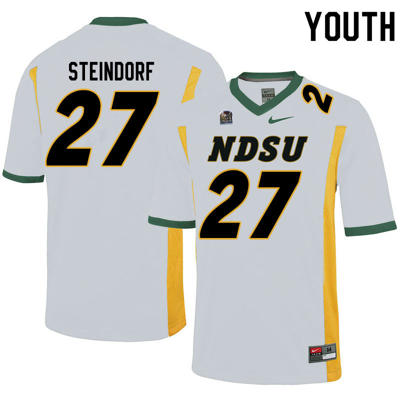 Youth #27 Kaedin Steindorf North Dakota State Bison College Football Jerseys Sale-White